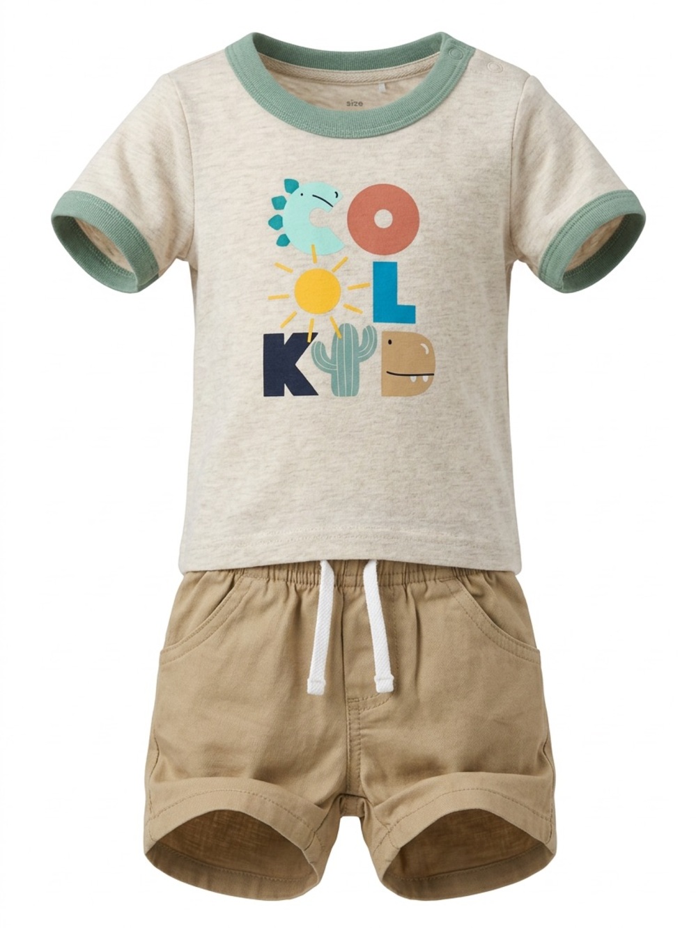 Baby Neutral Short Set with Graphic "C O O L K I D"